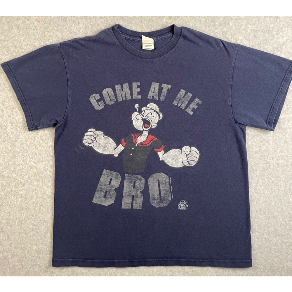 Vintage Popeye Come At Me Bro T Shirt Delta Pro Weight L Navy